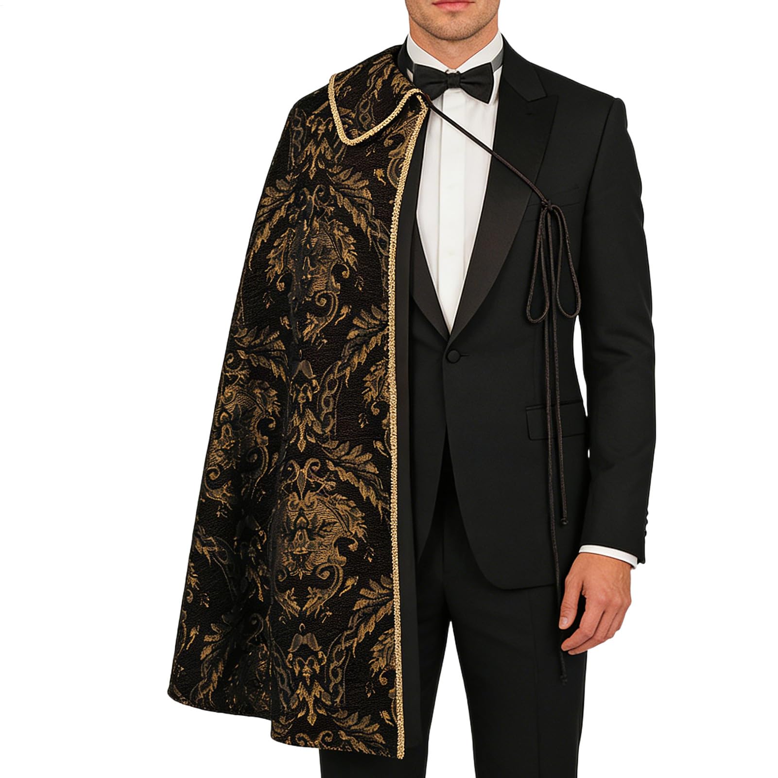Mantello medievale, elegante costume medievale da spalla con motivo broccato, mantello appositamente per uomini, per festival di Halloween, cosplay, spettacoli teatrali e