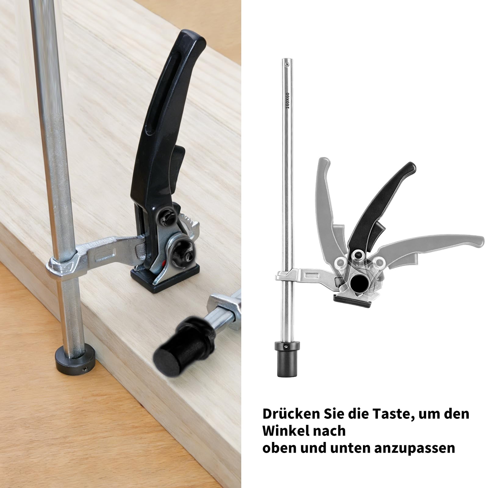 2 Stk Ganzstahl Niederhalter Hebelzwinge für Werkbank | 20mm Niederhalter Bankhaken Spannelement 160mm | Tischpressenhalterung Schnellspannzwinge zum Schleifen Schneiden