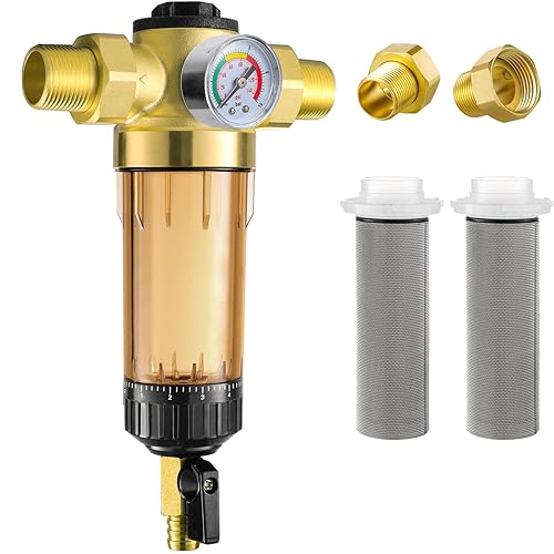 UOLAMS Filtro de agua de sedimentos para toda la casa, 50100 micrones, sistema de agua de sedimentos giratorio lavable para agua de la ciudadagua de