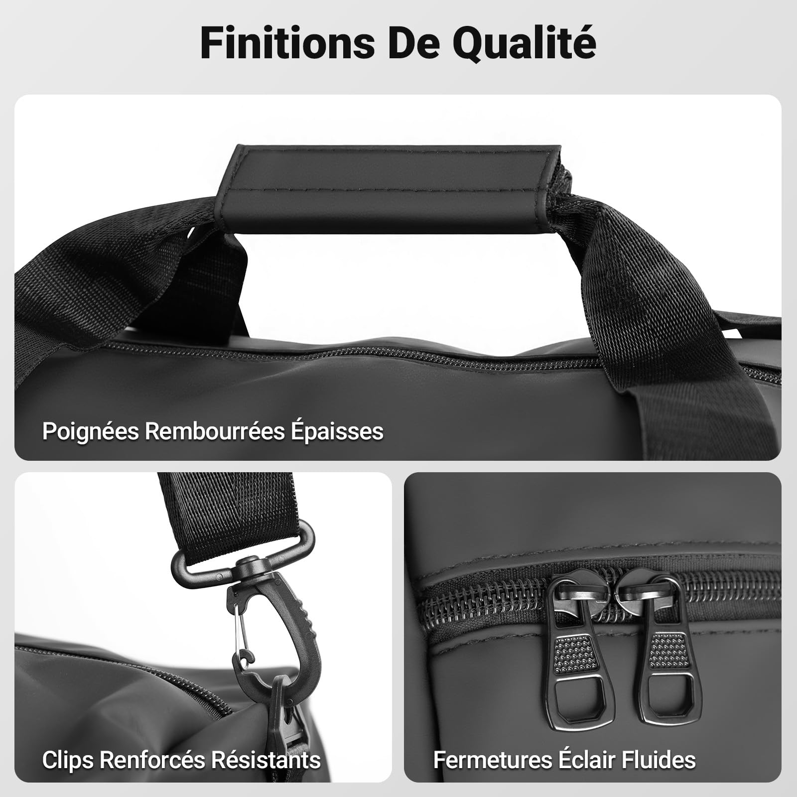 Sac de Sport Homme, 57L Grand Sac Sport avec Compartiment à Chaussures Séparé & Poche Imperméable