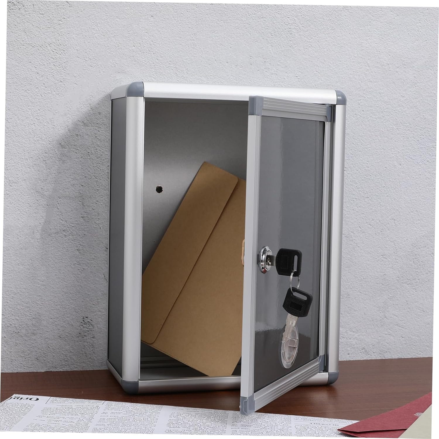 Artibetter Small Locking Suggestion Box Wall Mount Aluminium Alloy Mailbox with Design Lightweight Complaint Slot for Keys Ballots Home