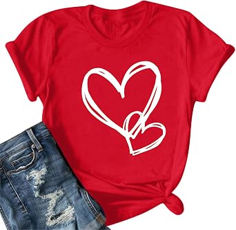 Bealatt Summer Dandelion Shirts Women Cute Heart Shirts Valentines Gifts Tops