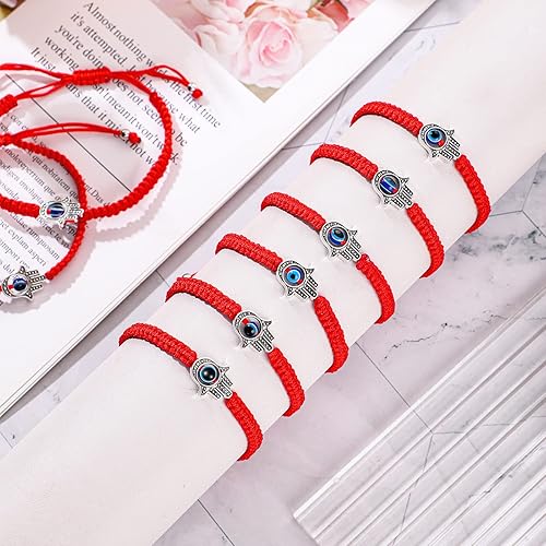 Miniatura 3 de Jadive 20 Piezas Pulsera de Protección Roja de Buena Suerte Cordón Rojo del Destino Pulsera Ajustable Nudo Trenzado Cuerda Kabbalah para Amante