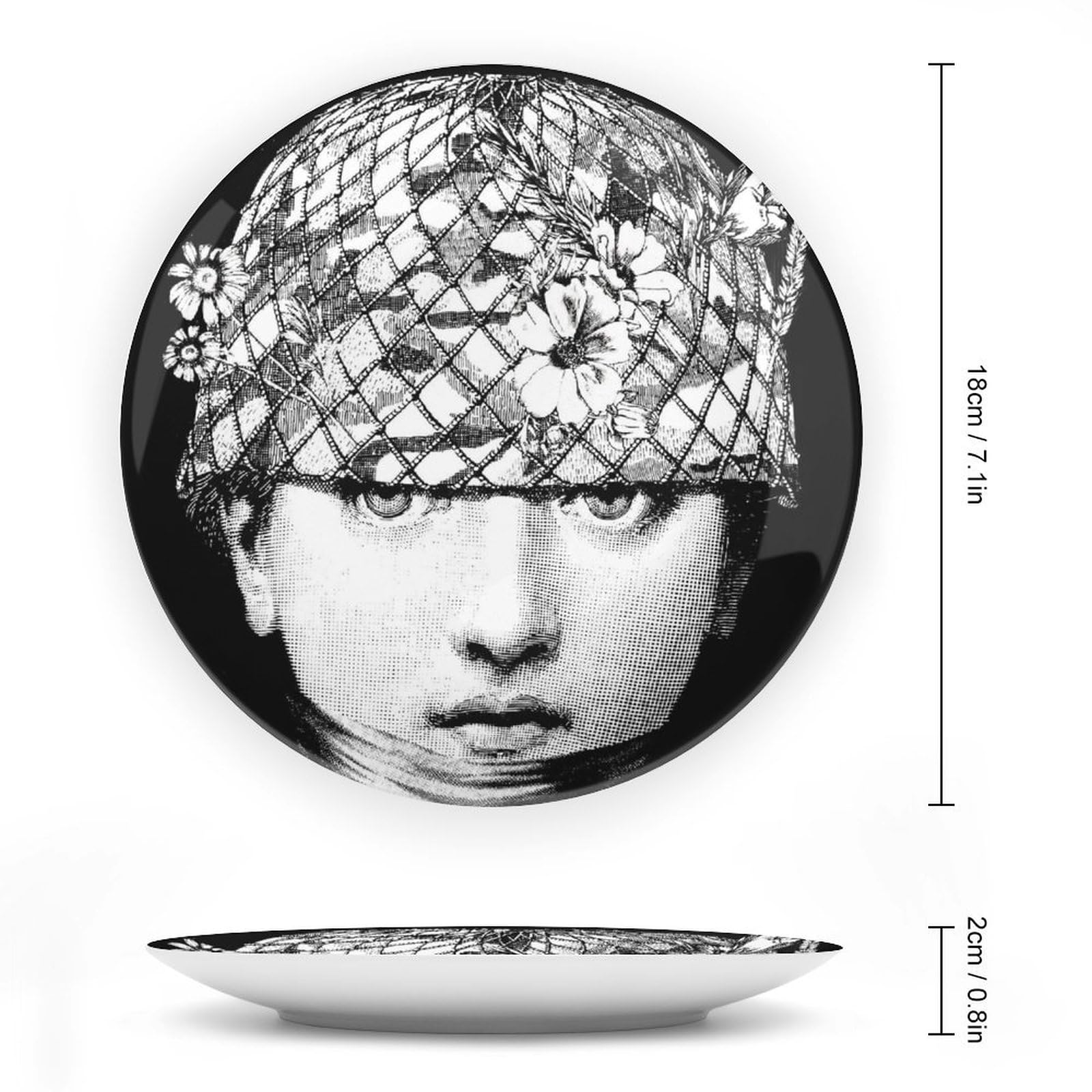LydlX Lina Cavalieri Plate, Wall Decorative Plate, Mysterious Face Plate Wall Hanging Decoration,Including Bracket and Special Spring Hook,style-13,7inch