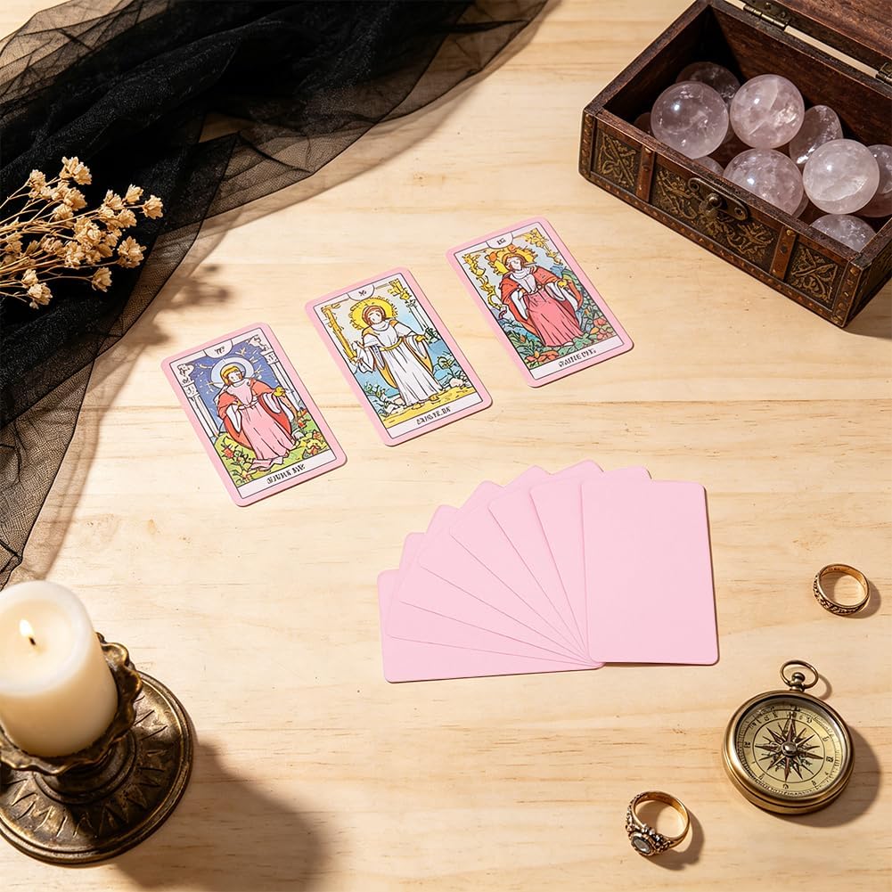 NBEADS 160 Blank Tarot Cards, Write-On Oracle Cards with Pink Back Design DIY Tarot Deck for Meditation Workshops Party Activities Creative Gifts, 2.7×4.7inch