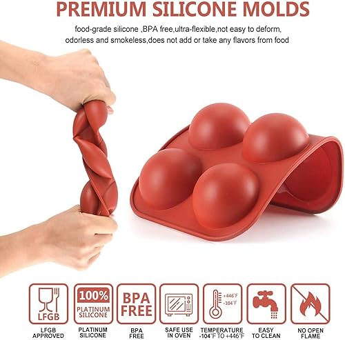 Miniatura 3 de NUFR Molde de silicona de 6 agujeros semiesferas medias de silicona 4 unidades molde de silicona para hornear chocolate caliente bomba caramelo