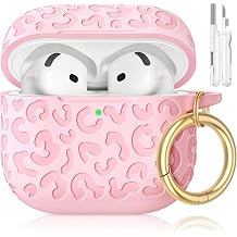 for AirPods 5/4 Case 2026-2024 with Leopard Engraved,Pink
