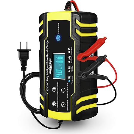 Amazon Hausprofi バッテリー充電器 バイクバッテリー充電器 兼用 Ledランプ逆接続 ショート 過電圧 過電流保護 メンテナンス充電器 バッテリーチャージャー 自転車 バイク用 日本語取り扱い説明書 12v 24v6a カーバッテリー充電器 車 バイク