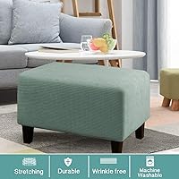 Vista 6 de Turquoize Funda otomana de jacquard, funda protectora elástica para muebles grandes, funda protectora de tela de elastano para sofá, reposapiés