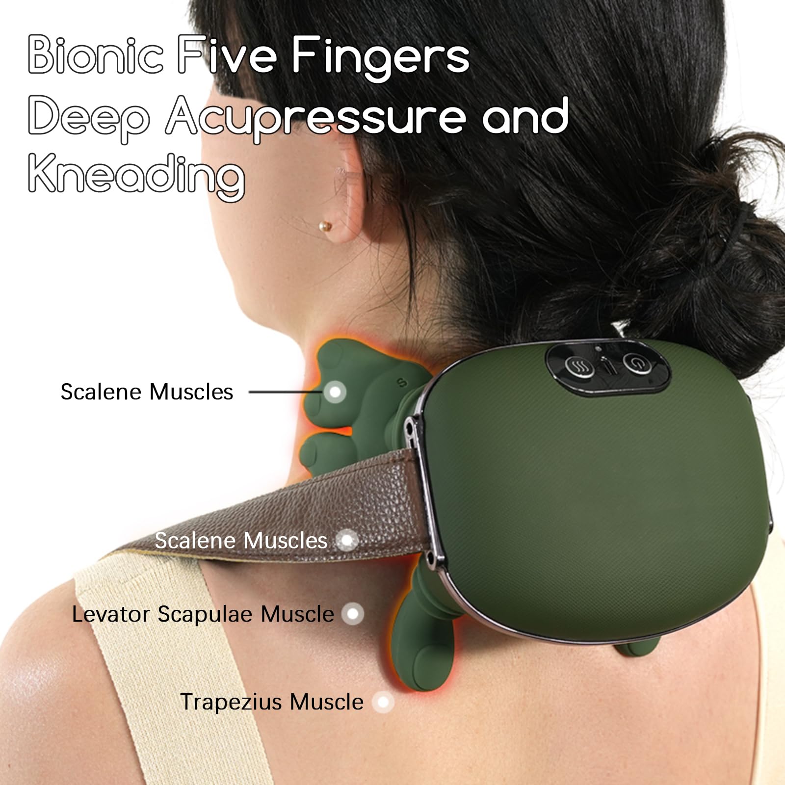 Masseur de cou et d'épaule, pétrissage des tissus profonds 4D en forme de main avec thérapie thermique, appareil de massage électrique portable pour soulager la douleur