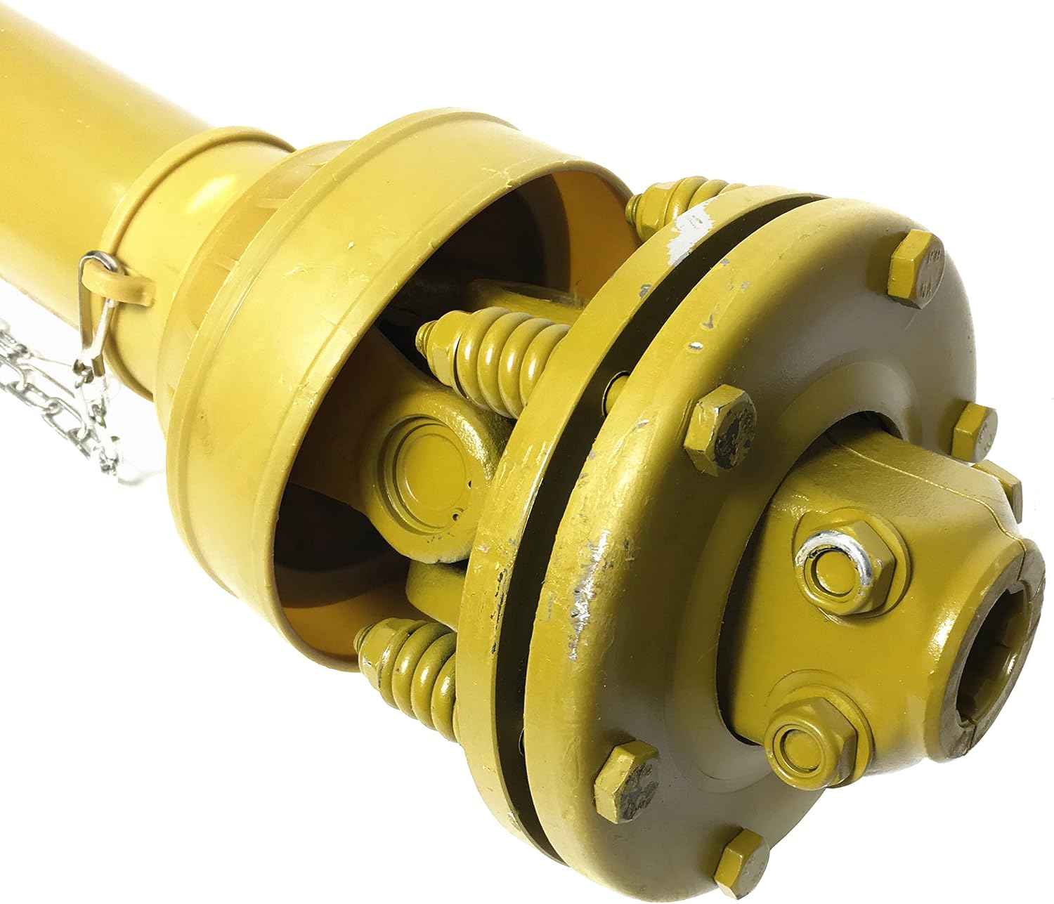 Heavy-Duty 41-lb 3-Point Rotary Tiller Slip Clutch PTO Shaft for Rural King, Country Way, Sigma Rotary Tillers for ASC Grizzly 77709, 77710, 77711 – 1-3/8" x 6 Spline, Round Ends, Adjustable 32"-40"