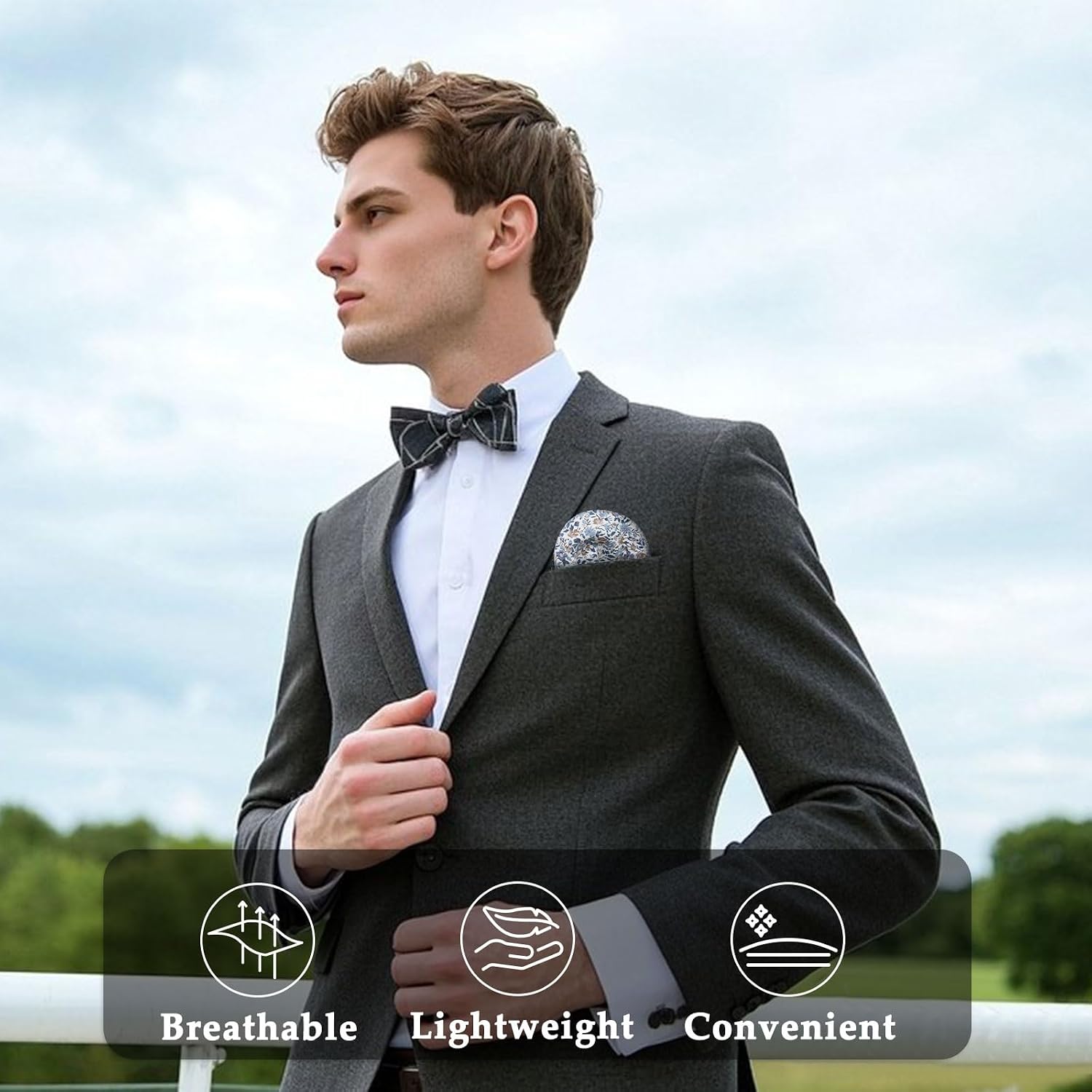 Floral Pocket Squares for Men Cotton Mens Handkerchiefs with Holder