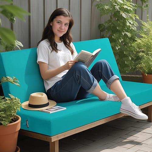 Miniatura 11 de idee-home Cojín de banco para exteriores impermeable, cojines de banco para muebles de exterior, almohadilla de asiento de repuesto para columpio