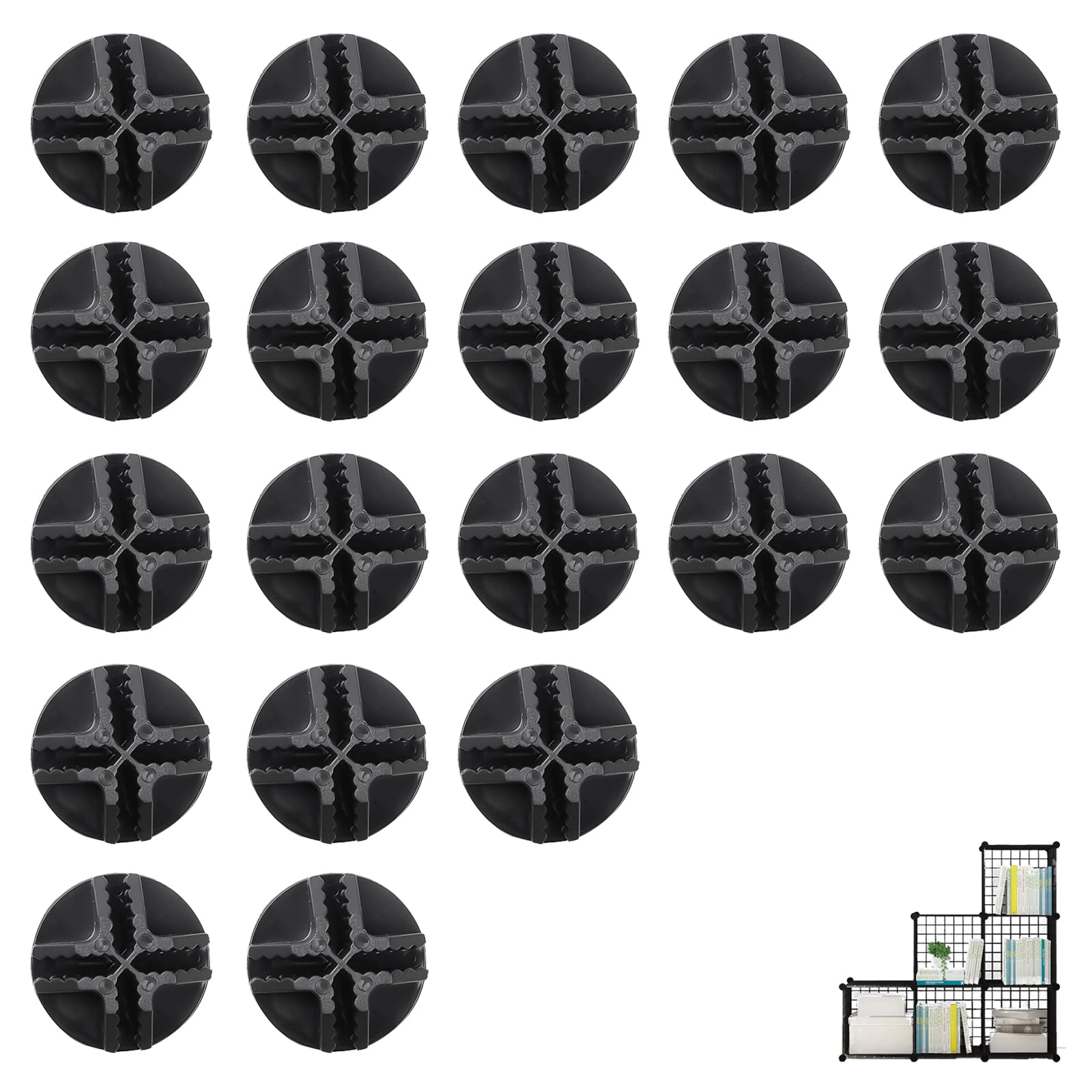 20 PCS Wire Cube Connectors Black Plastic, Black Plastic Connector, Wire Cube Storage, for Modular Closet Storage Organizer & DIY Wire Cube Storage Unit