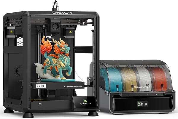 Creality Imprimante 3D K2 SE Combo avec CFS, impression 3D multicolore, jusqu'à 16 couleurs, 500 mm/s haute vitesse, nivellement automatique, extrudeuse à entraînement direct, 220 x 215 x 245 mm