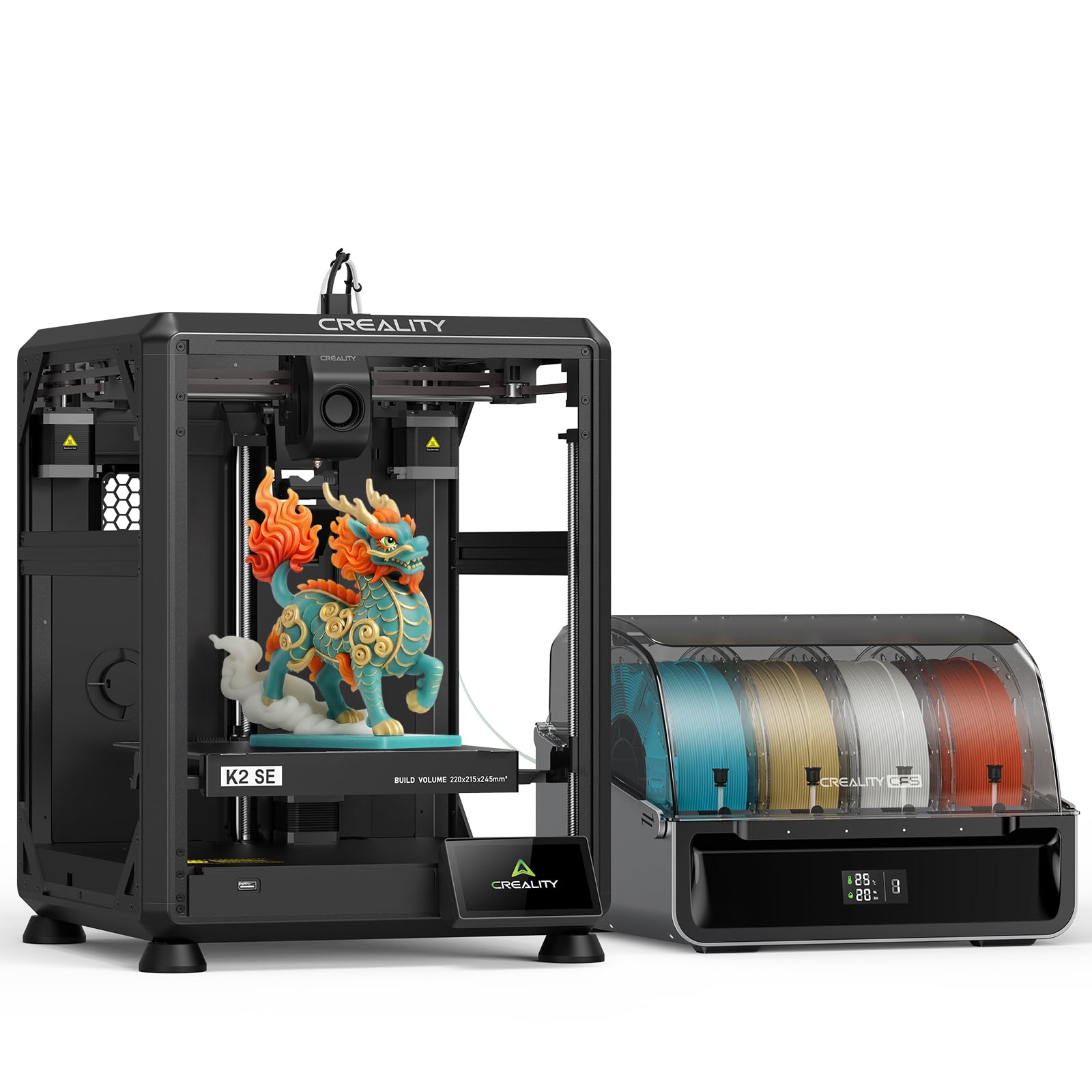 Creality K2 SE Combo drukarka 3D z CFS, wielokolorowa, do 16 kolorów, 500 mm/s, High-Speed, automatyczne poziomowanie, wytłaczarka Direct Drive, 220 x 215 x 245 mm