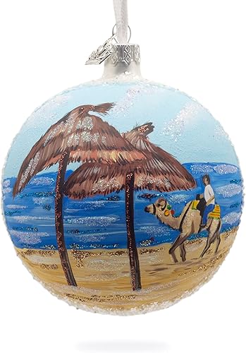 Miniatura 7 de Beach at Hammamet, adorno navideño de bola de cristal de Túnez, 4 pulgadas