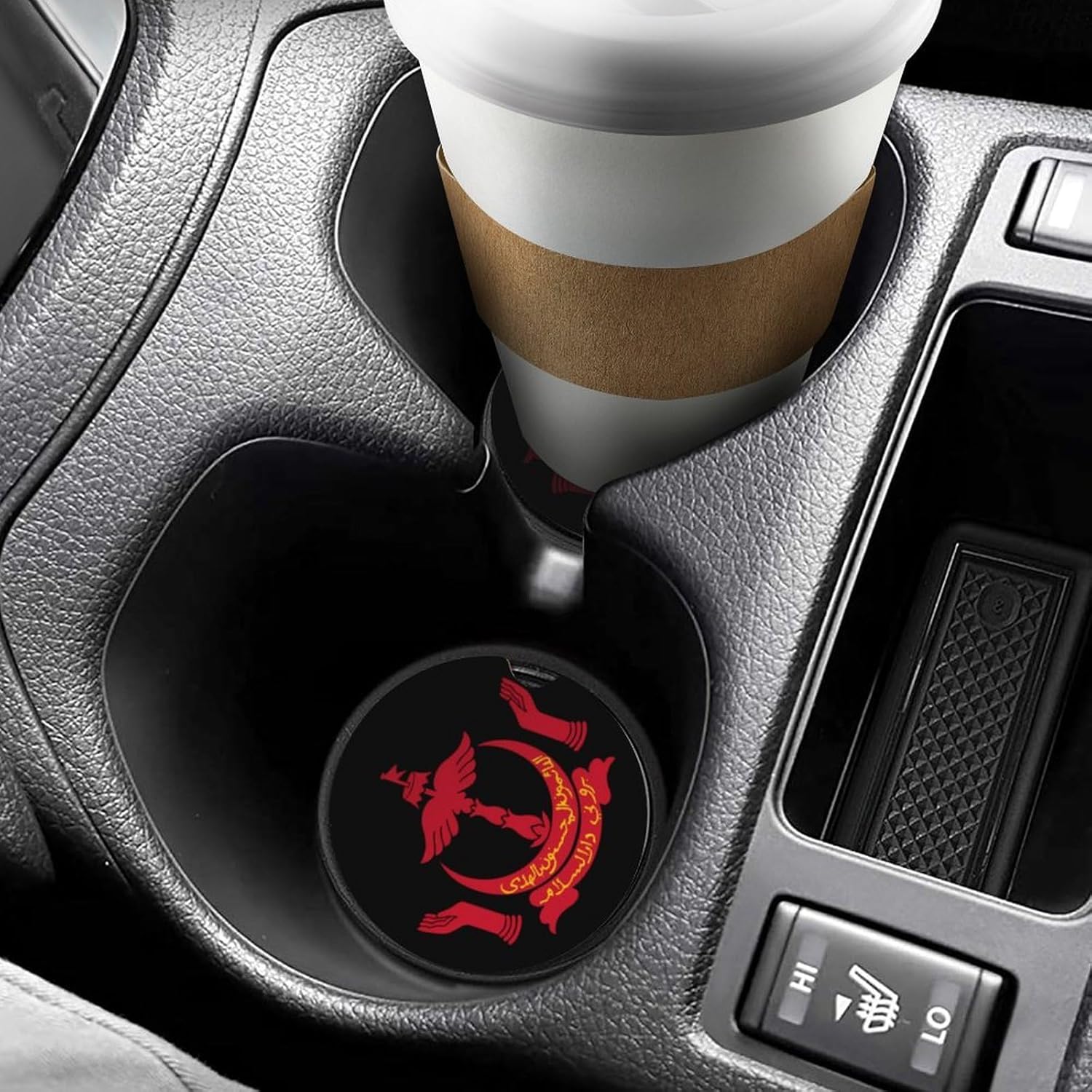 Emblem of Brunei Cute Car Coasters 2.56 Inch Absorbent Cup Holder for Drinks Auto Interior Accessories