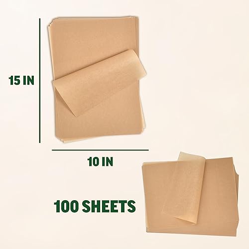 Miniatura 4 de Zenlogy Papel pergamino de 10 x 15 pulgadas (100 hojas), sin blanquear, de alto calor, antiadherente, precortado para sartenes de gelatina, ideal