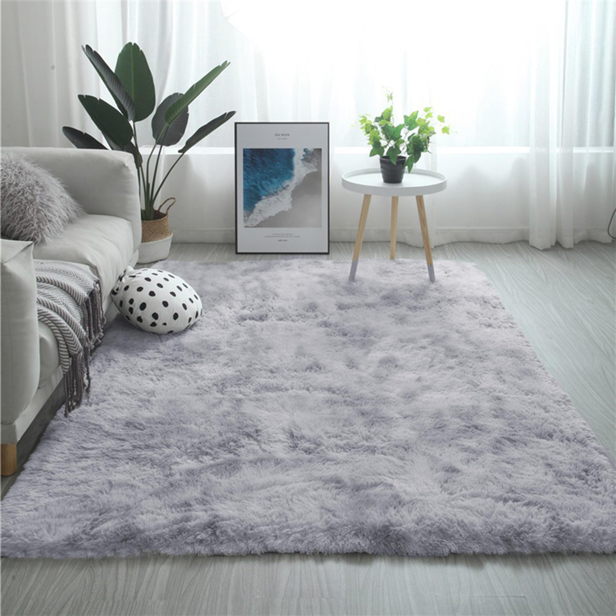 Tapis de salon moelleux 200x250 cm lavable et antidérapant