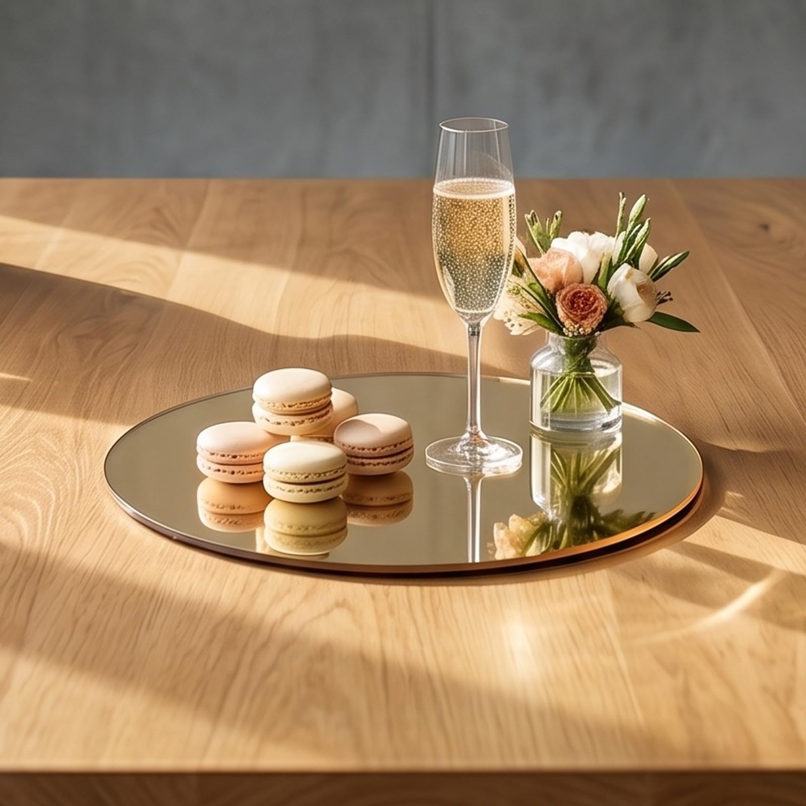 Operitacx Set di 4 vassoi decorativi rotondi in acrilico, specchietti in acrilico da 30 cm (11,8") ideali per centrotavola, esposizione di profumi, decorazioni per matrimoni e servizi