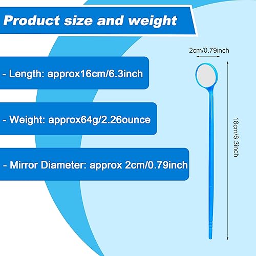 Miniatura 3 de TENFLY 100pcs Desechables Examen Dental Boca Espejos Oral Dental Espejo Instrumento Dental Plástico (azul)