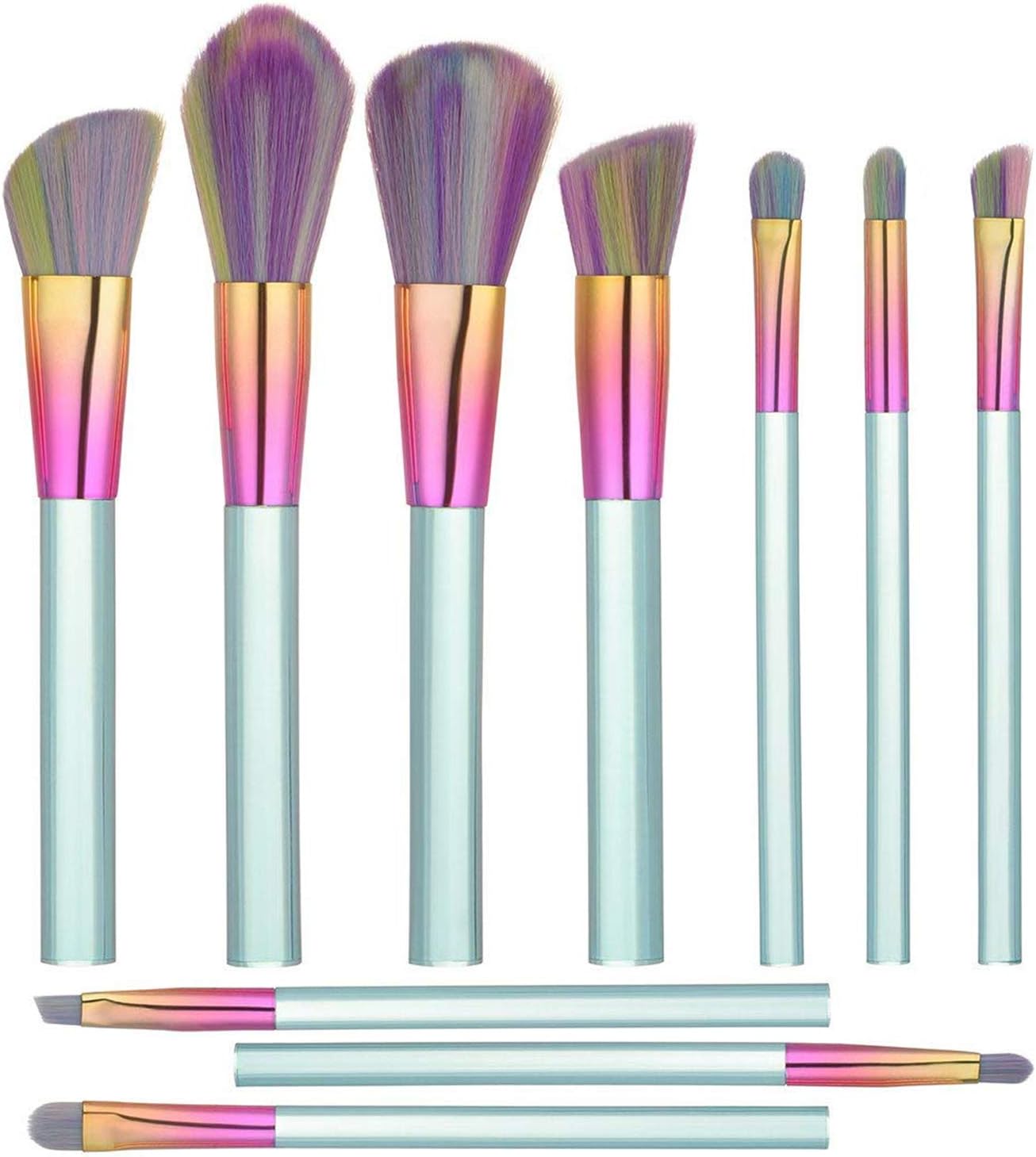 ITME [Upgrade Version] Premium Makeup Brush Set Synthetic Cosmetics Professional Crystal Acryl Handle Brush, Kabuki Foundation Blending Brush Midsummer Night Dream Makeup Brush Kit (10pcs, Powderblue)