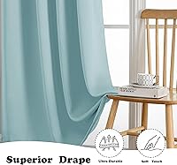 Vista 141 de Simplebrand Juego de 2 paneles de cenefa aguamarina para ventana de cocina de 14 pulgadas de largo, cortinas de oscurecimiento de habitación