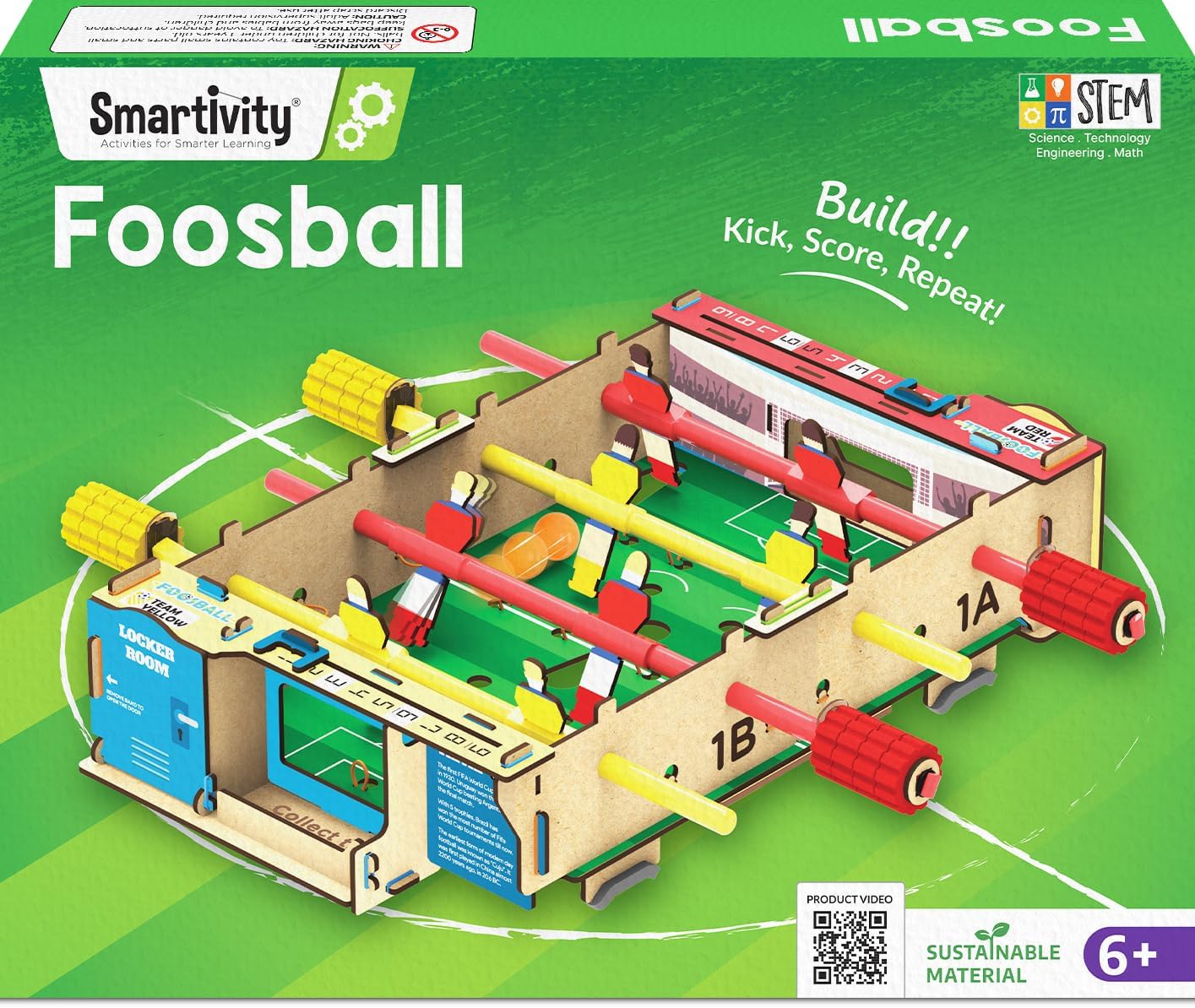 Smartivity DIY Foosball, Mini Football, Soccer Table Stem Educational Fun Toys, Educational & Construction Based Activity Game for Kids 6 to 14, Gifts for Boys & Girls