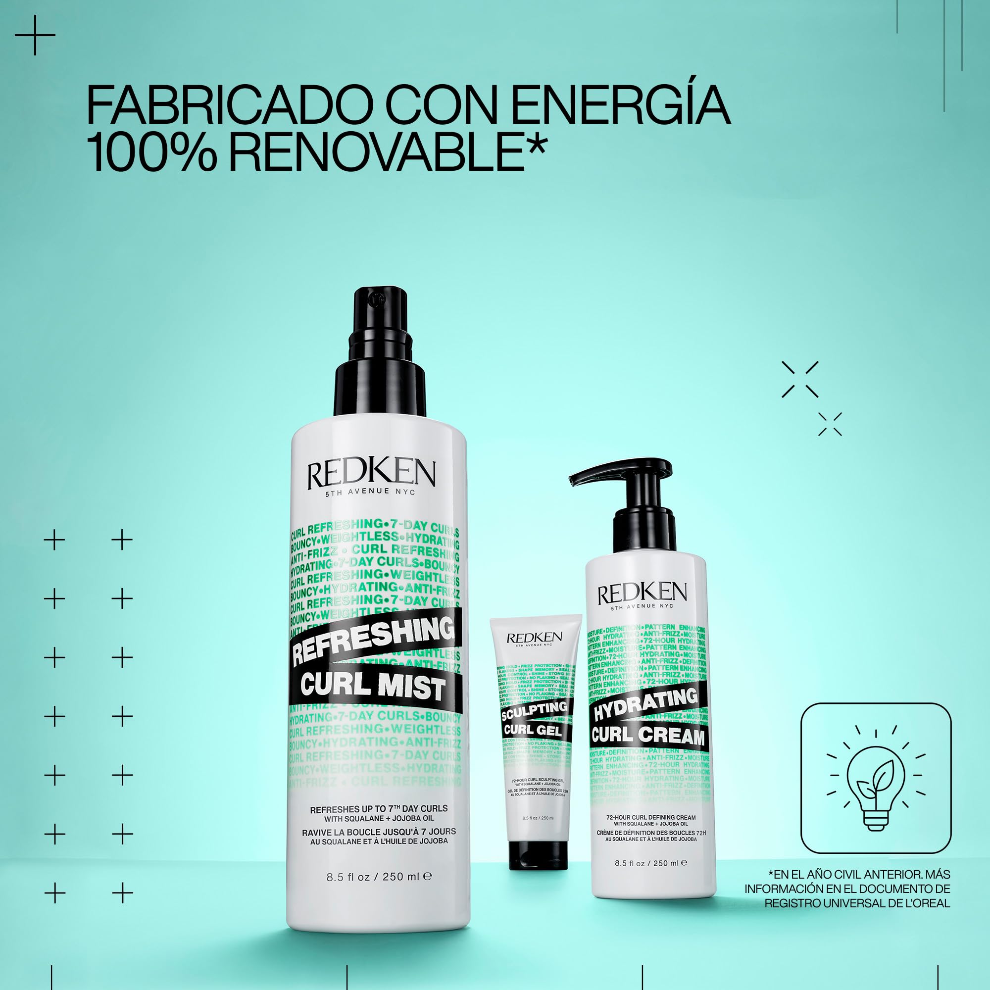 Redken, Gel Fijador de Rizos, Cabello Rizado y Encrespado, Hidrata y Fija los Rizos, Fórmula con Aceite de Jojoba y Escualeno, Hybrid Curl Stylers, 250ml