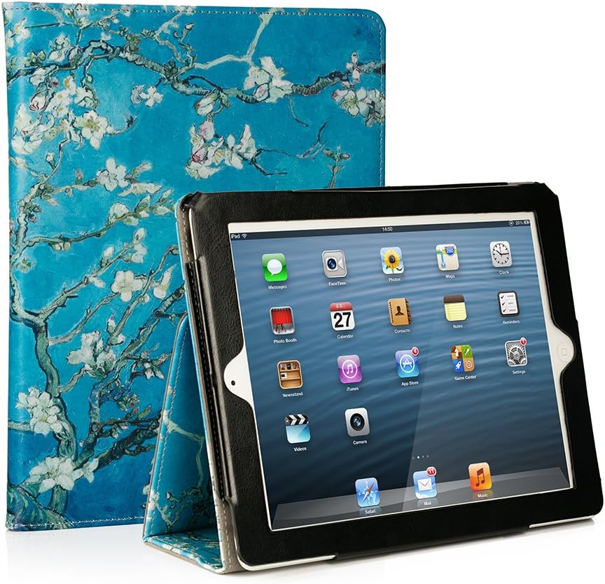 RUBAN Folio Case for iPad 2 3 4 (Old Model) 9.7 inch Tablet - [Corner Protection] Slim Fit Smart Stand Protective Cover Auto Sleep/Wake, Apricot Blossom