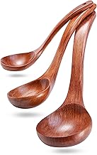 Wooden Ladles Set of 3 – Wood Ladles for Serving Soups and Stews, Includes 3oz, 2oz, 0.9oz – Soup Spoons and Large Kitchen Spoons for Cooking and Stirring
