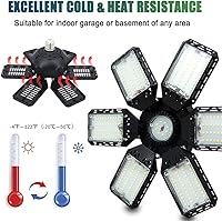 Vista 5 de Paquete de 2 Luces LED para Garaje, 160W 16000LM 6500K Luces de Garaje para Techo Bombilla LED con 6+1 Paneles Ajustables, Luz LED de Taller