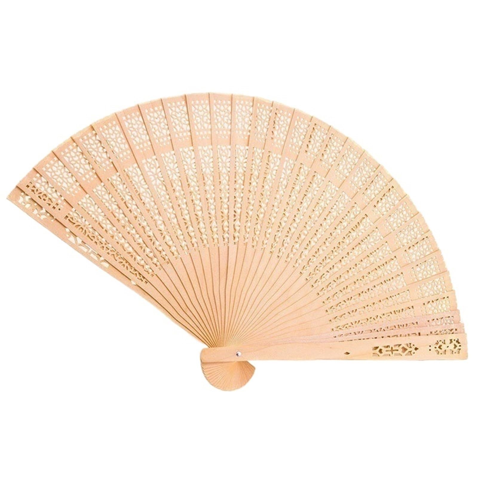 Sandalwood Scented Folding Hollow Wooden Fans Hand Held Fans Decorative Folding Fans para Mujeres Festival Club Fiesta Baile