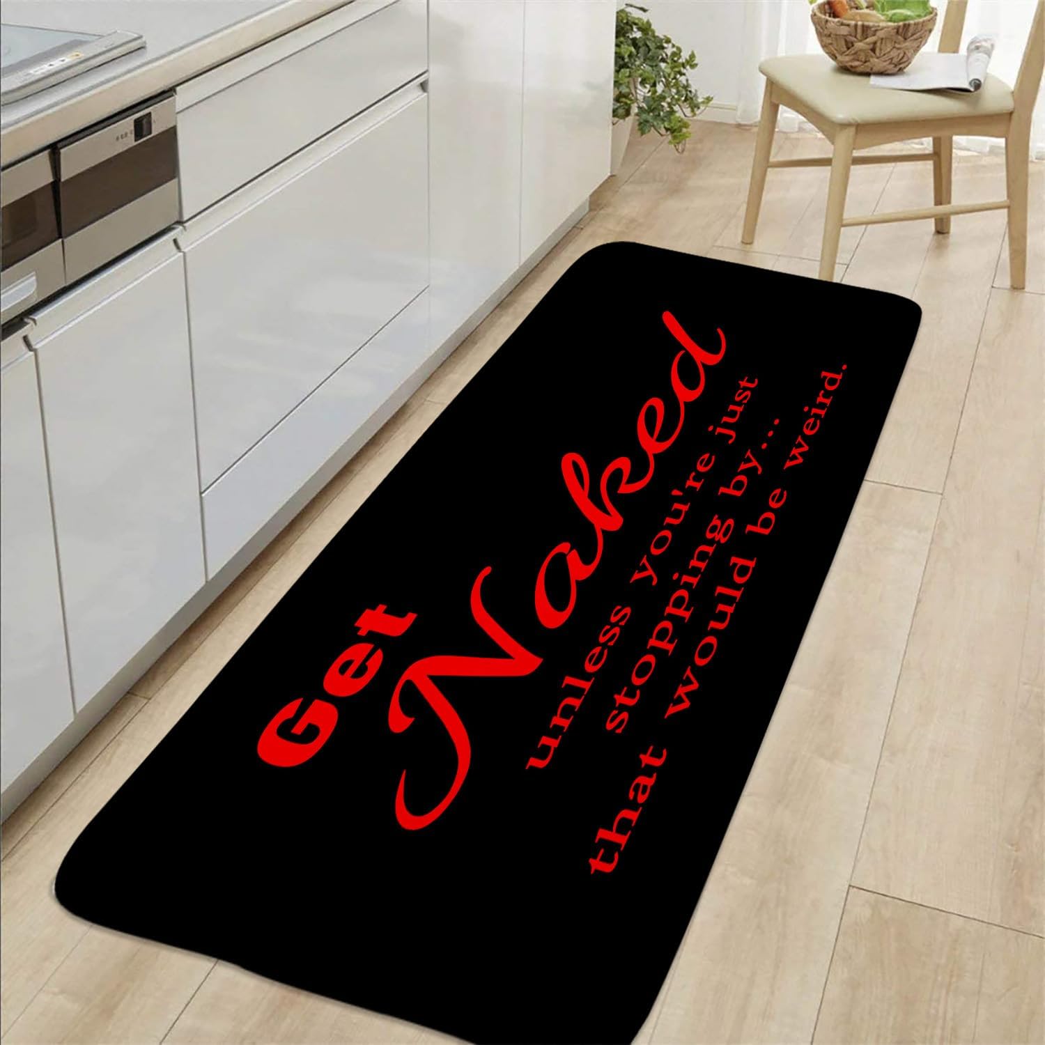 Get Naked Bath Mat Funny Quotes Cute Words Black Modern Fashion Bathroom Rugs Bedroom Kitchen Toilet Floor Doormat 24X59 Inch
