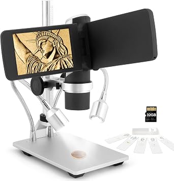 Andonstar AD203 Digital Coin Microscope for Error Coins with Metal Stand | 4.3 Inch Screen, FHD Video, Supports Windows Mac PC, USB Coin Microscope, 32GB SD Card, Metal Stands, Prepared Slides
