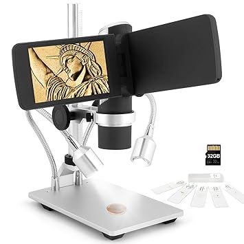 Andonstar AD203 Digital Coin Microscope for Error Coins with Metal Stand&Led Light, Handheld Portable USB Microscope Kit for Kids&Adults, 4