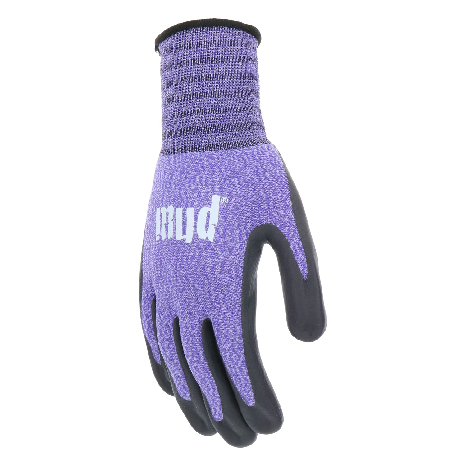 MUD Grip - Guantes de jardinería de palma de nitrilo sin costuras para mujer, resistentes al agua, excelente agarre, alta destreza, resistentes a la abrasión, mediano/grande, violeta (MD31011V-WML)