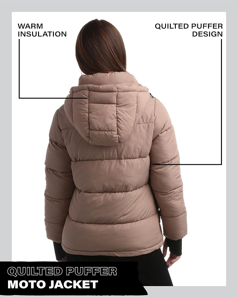 Steve Madden Womens Winter Jacket - Insulated Quilted Moto