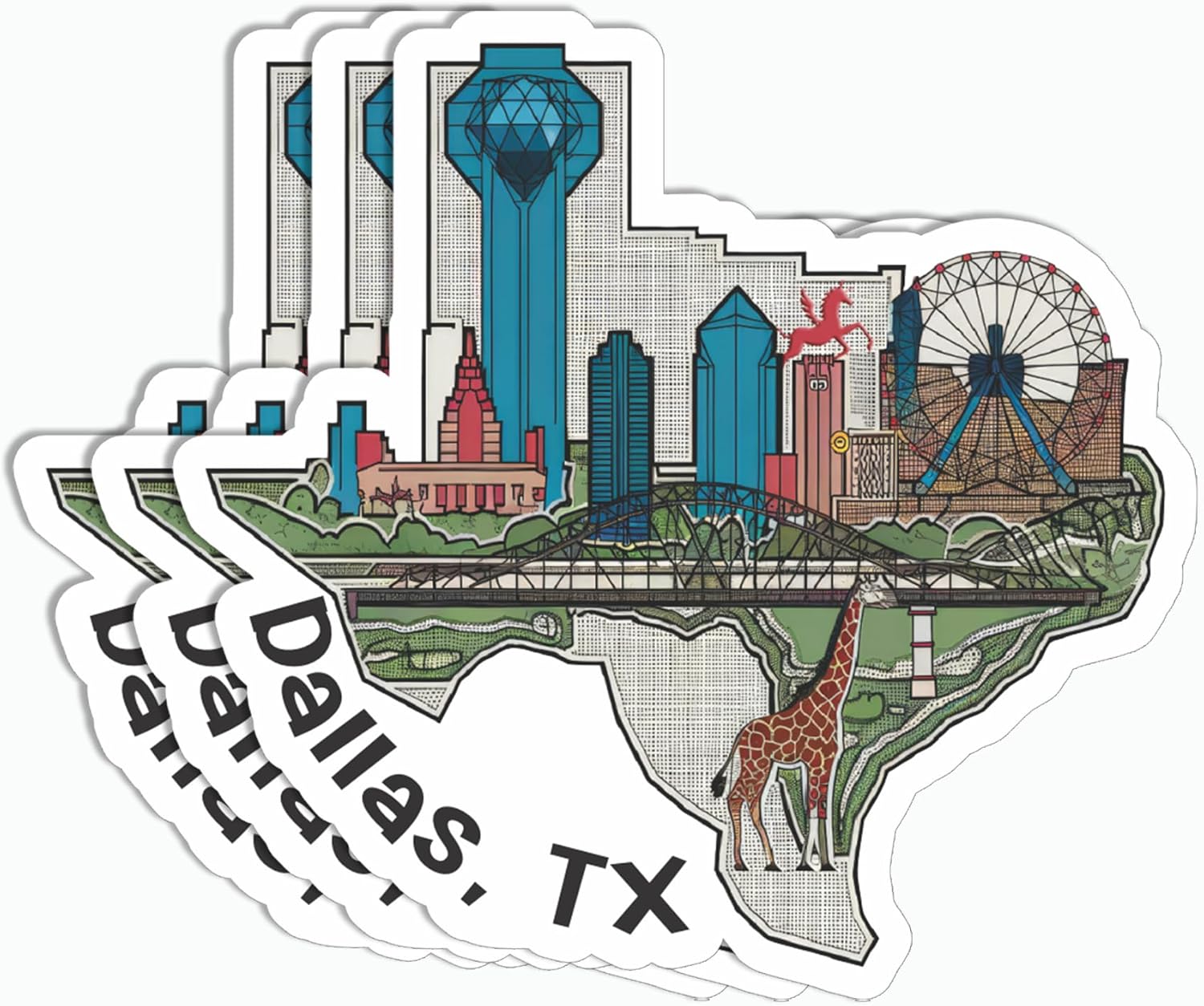 3Pcs Dallas Texas Sticker - Dallas Sticker - Car Sticker - Laptop Sticker - Water Bottle Sticker - Dallas Skyline Sticker - Travel Sticker