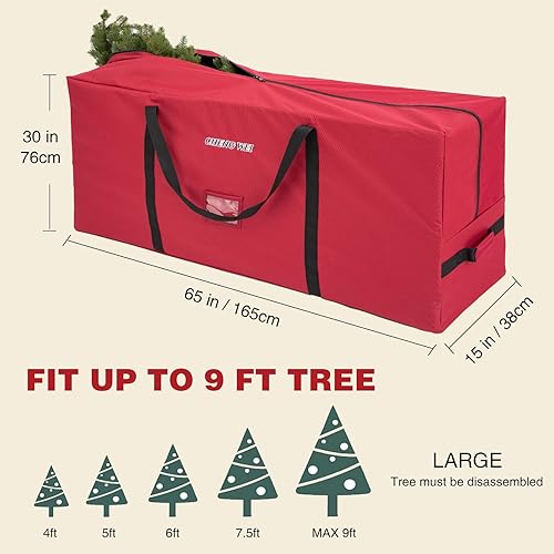 Miniatura 9 de Bolsa de almacenamiento para árbol de Navidad 600D para árboles desmontados de Navidad de hasta 7.5 pies, caja de almacenamiento artificial de 7.5