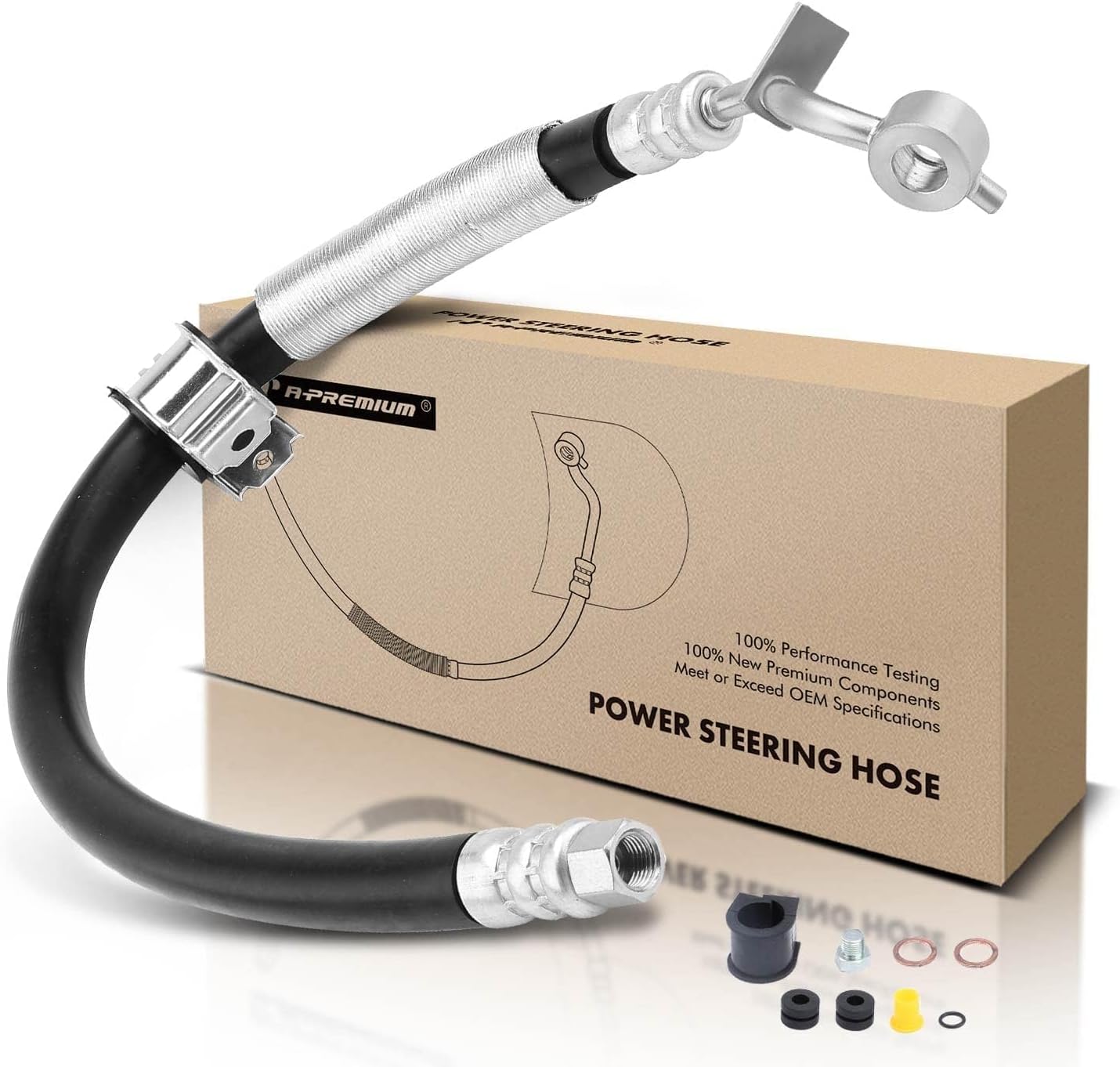 A-Premium Power Steering Pressure Hose Line Assembly Compatible with Nissan Altima 2007 2008 2009 2010 2011 2012, 3.5L, with O-ring & Washe, From Pump