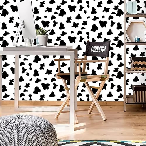 Miniatura 9 de Papel de contacto con manchas blancas y negras, papel tapiz autoadhesivo de 17.7 x 1200 pulgadas, papel tapiz autoadhesivo de vinilo blanco y negro,