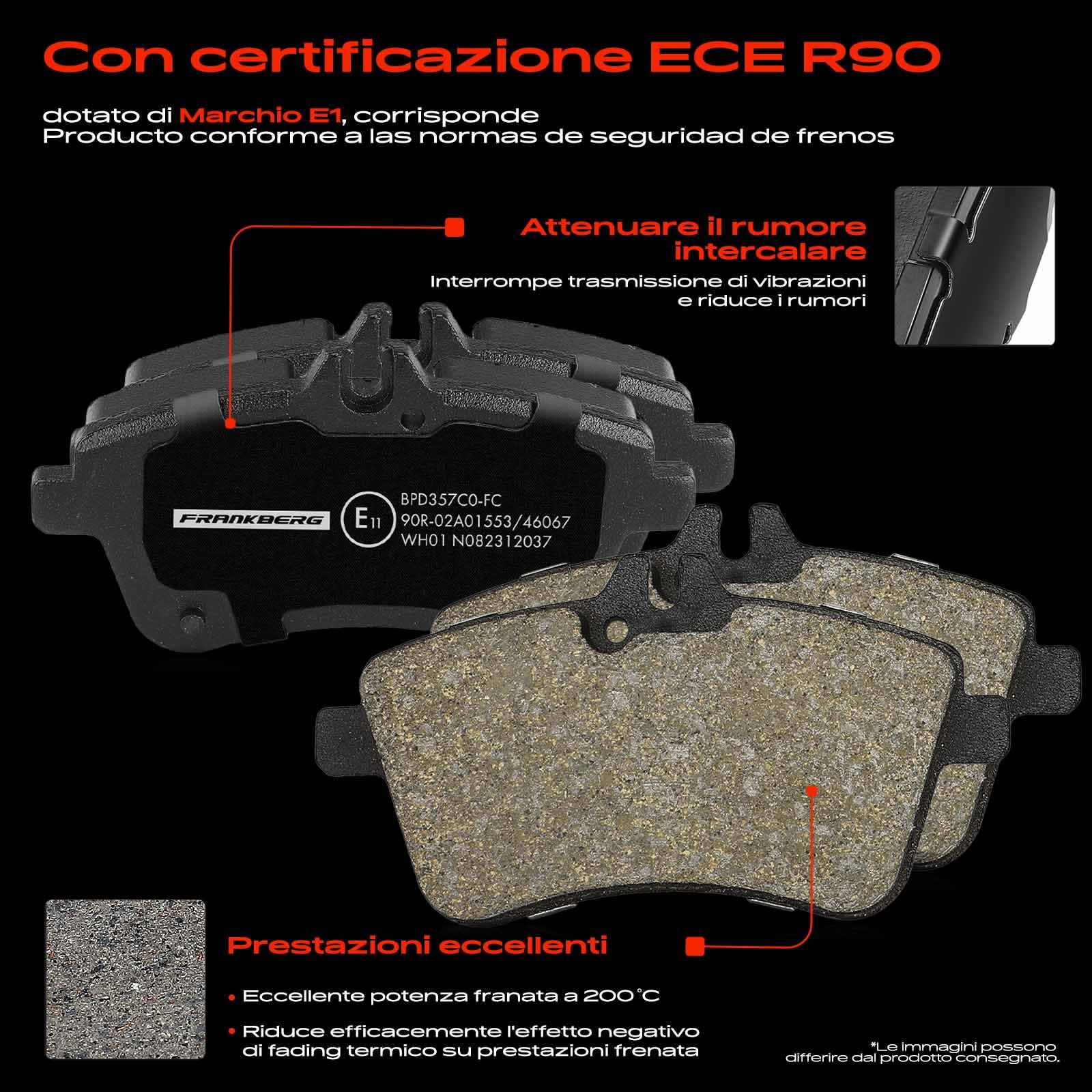Frankberg set freni incl. 2 dischi freno + 4 pastiglie freno anteriori | Compatibile con: Classe B W245, Classe A W169