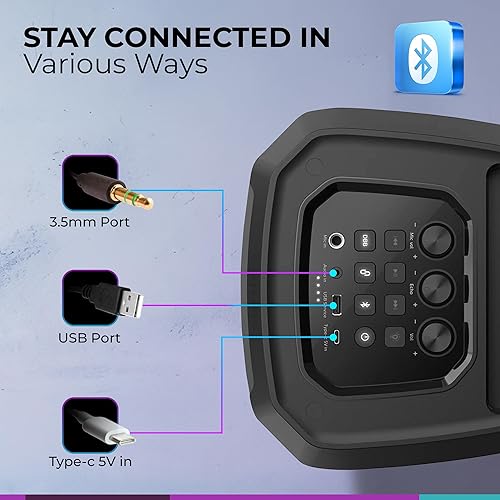 Miniatura 10 de Philips - Altavoz Bluetooth para fiestas, refuerzo dinámico de bajos, Bluetooth y entrada auxiliar, entrada de micrófono, emparejamiento inalámbrico