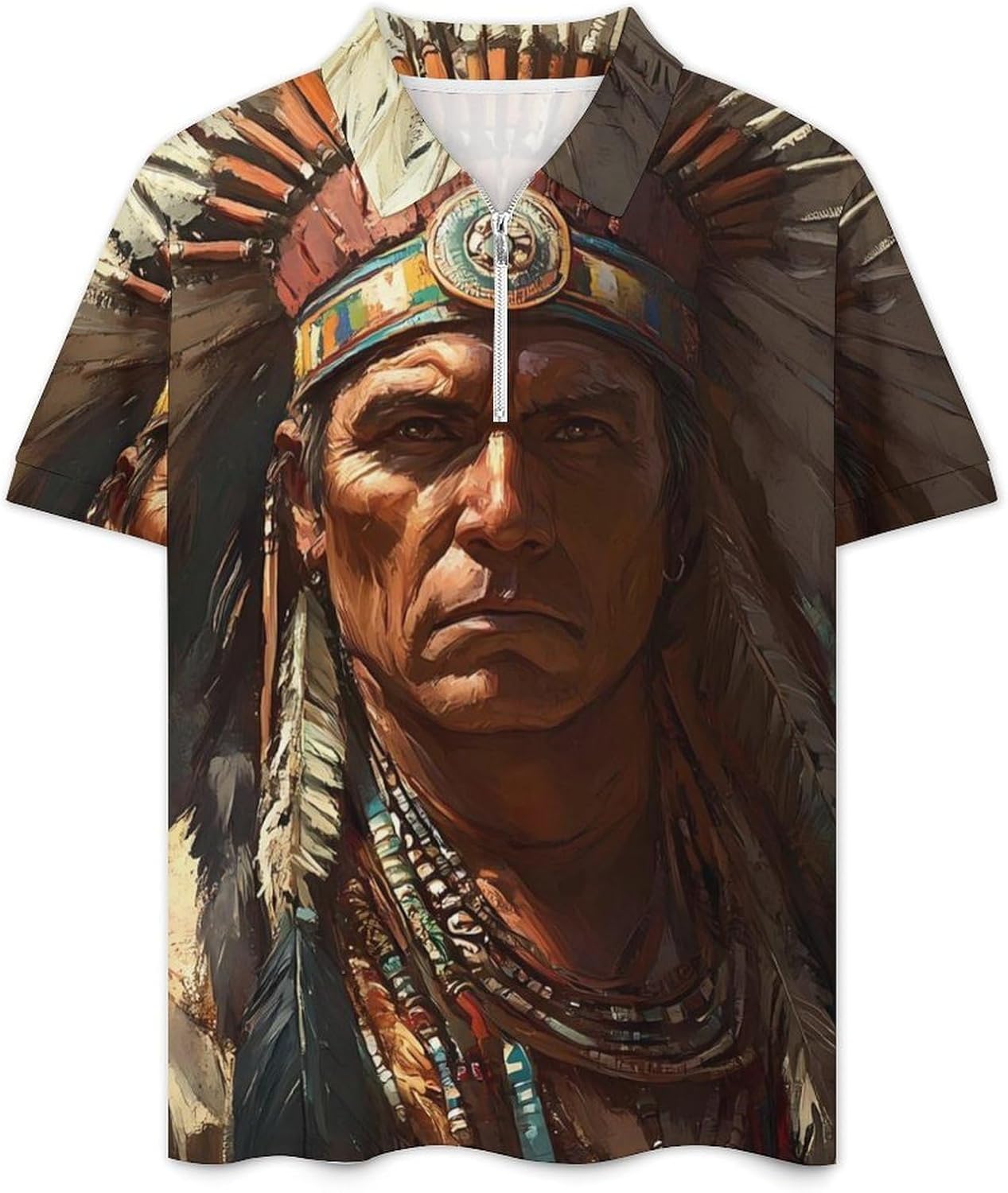 Indian Chief Mens Polo Shirts Track Suits 2 Piece Short Sleeve Sweatsuit 1/4 Zip Golf Loungewear for Sports
