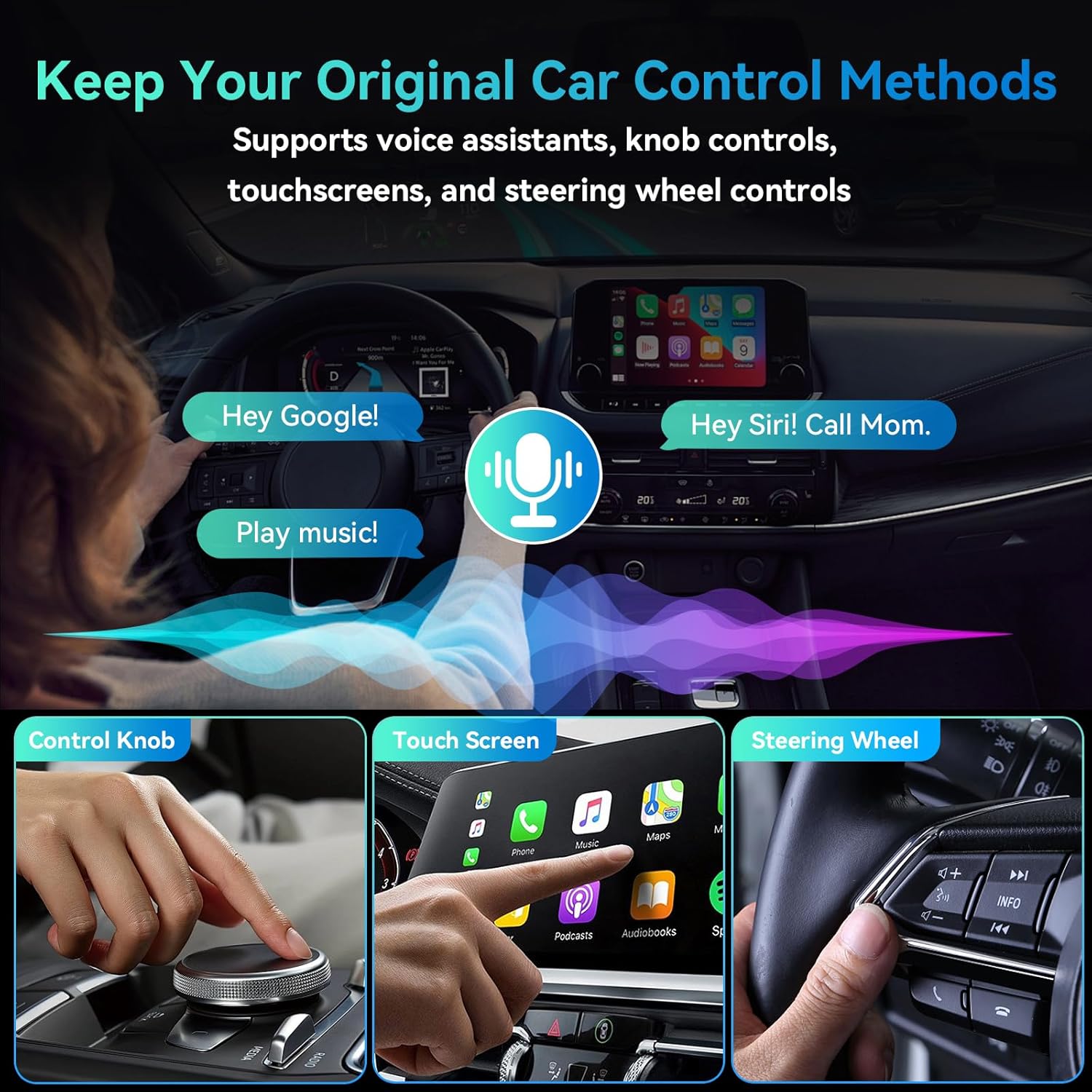 2026 Upgraded Wireless CarPlay Adapter, 2-in-1 Mini CarPlay Adapter for iPhone & Android, 3 Second Auto Stable Connection with Zero Latency, Plug & Play for 2016+ Cars with USB-A/USB-C Ports