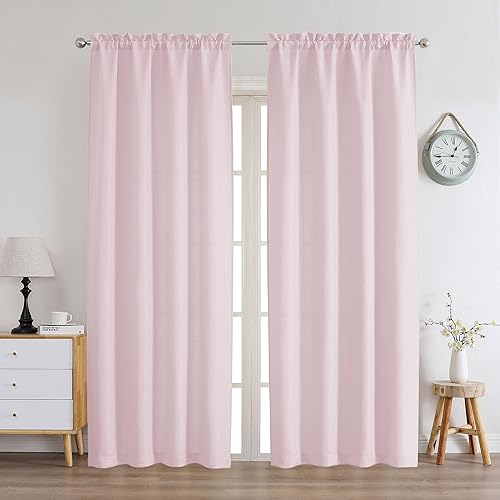 Miniatura 33 de Chyhomenyc Cortinas Rojas Navideñas de 84 Pulgadas de Largo Juego de 2 Paneles, Lino Sintético Texturizado Semi Filtrante de Luz Suave Aireado