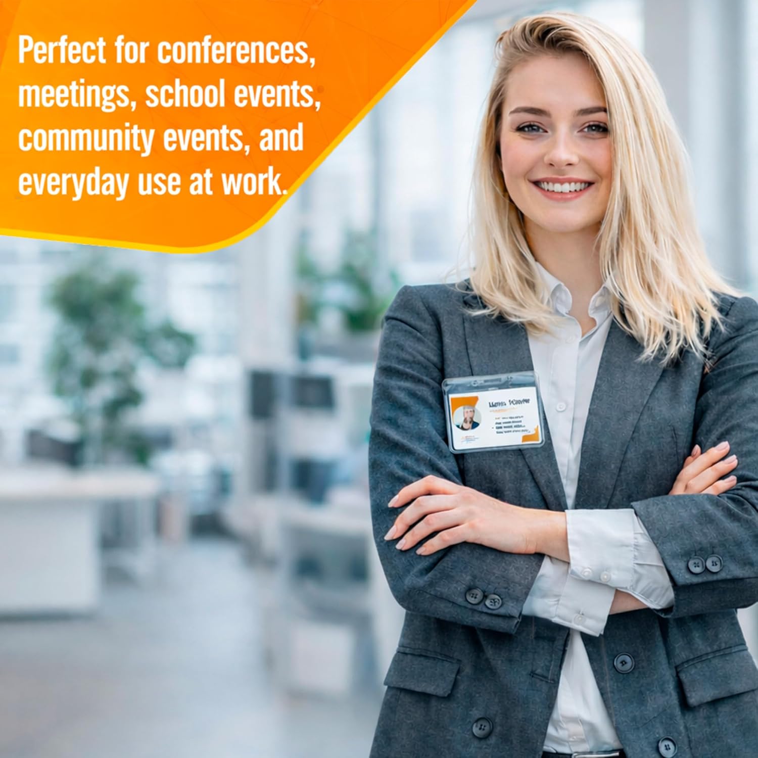 Magnetic Name Badge Holders 50 Pack – 3.5 x 2.25 Horizontal ID Card Holders with Strong Magnets, No Pin, Reusable PVC Name Tags for Office, School, Hospital & Events - Image 7