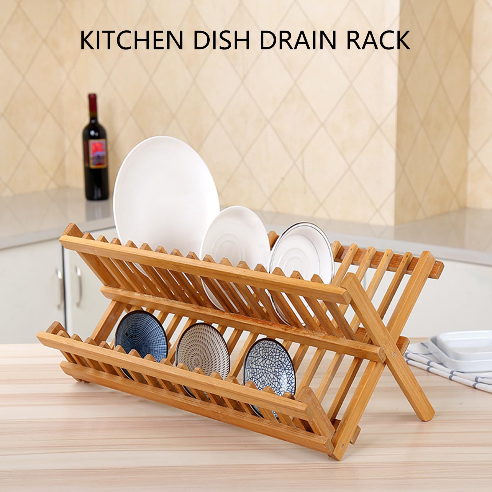 Moderno Bamboo Stazione di Asciugatura Per Ciotola Piatti Ciotole Tazze Legno Naturale Cucina Piano Di Lavoro Utensili Stand di Scarico Cucina Piano di Lavoro Organizzatore di Conservazione